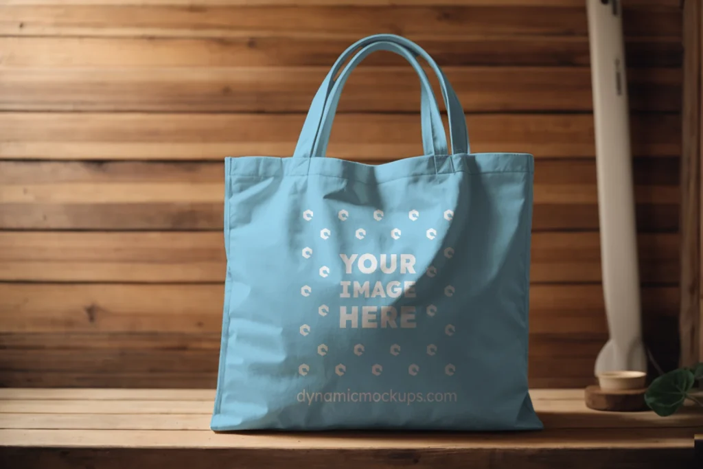 Sky Blue Canvas Tote Bag Mockup Front View Template