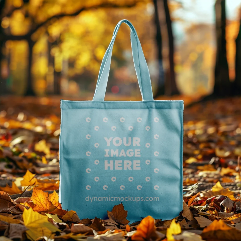 Sky Blue Canvas Tote Bag Mockup Front View Template