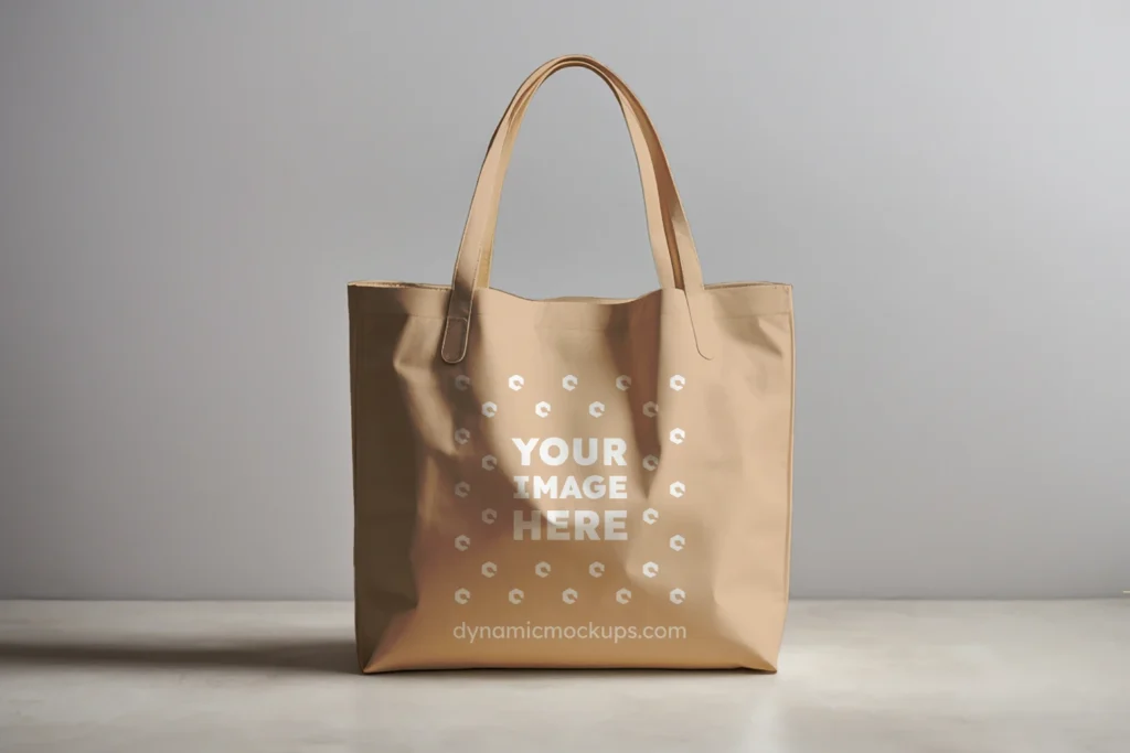 Tan Canvas Tote Bag Mockup Front View Template