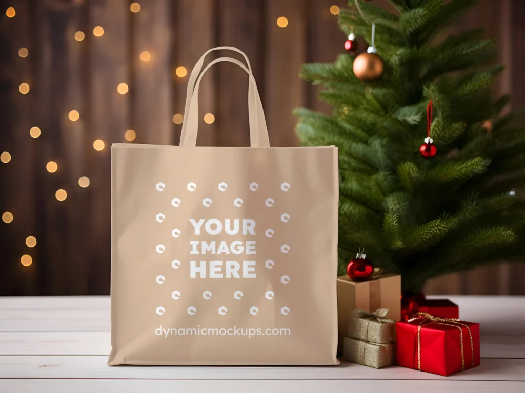 Tan Canvas Tote Bag Mockup Front View Template