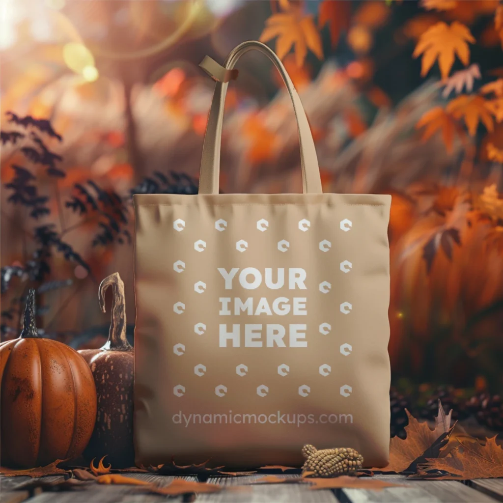 Tan Canvas Tote Bag Mockup Front View Template