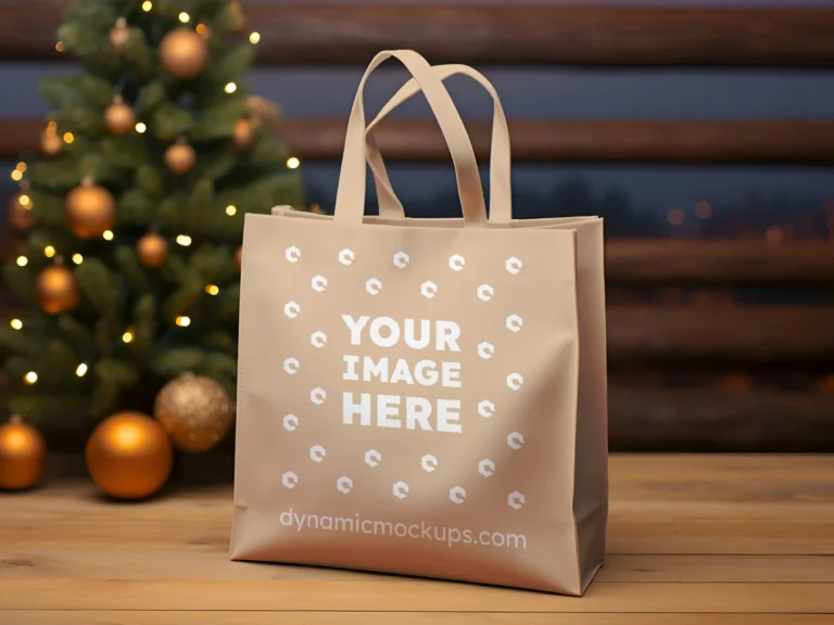 Tan Canvas Tote Bag Mockup Front View Template