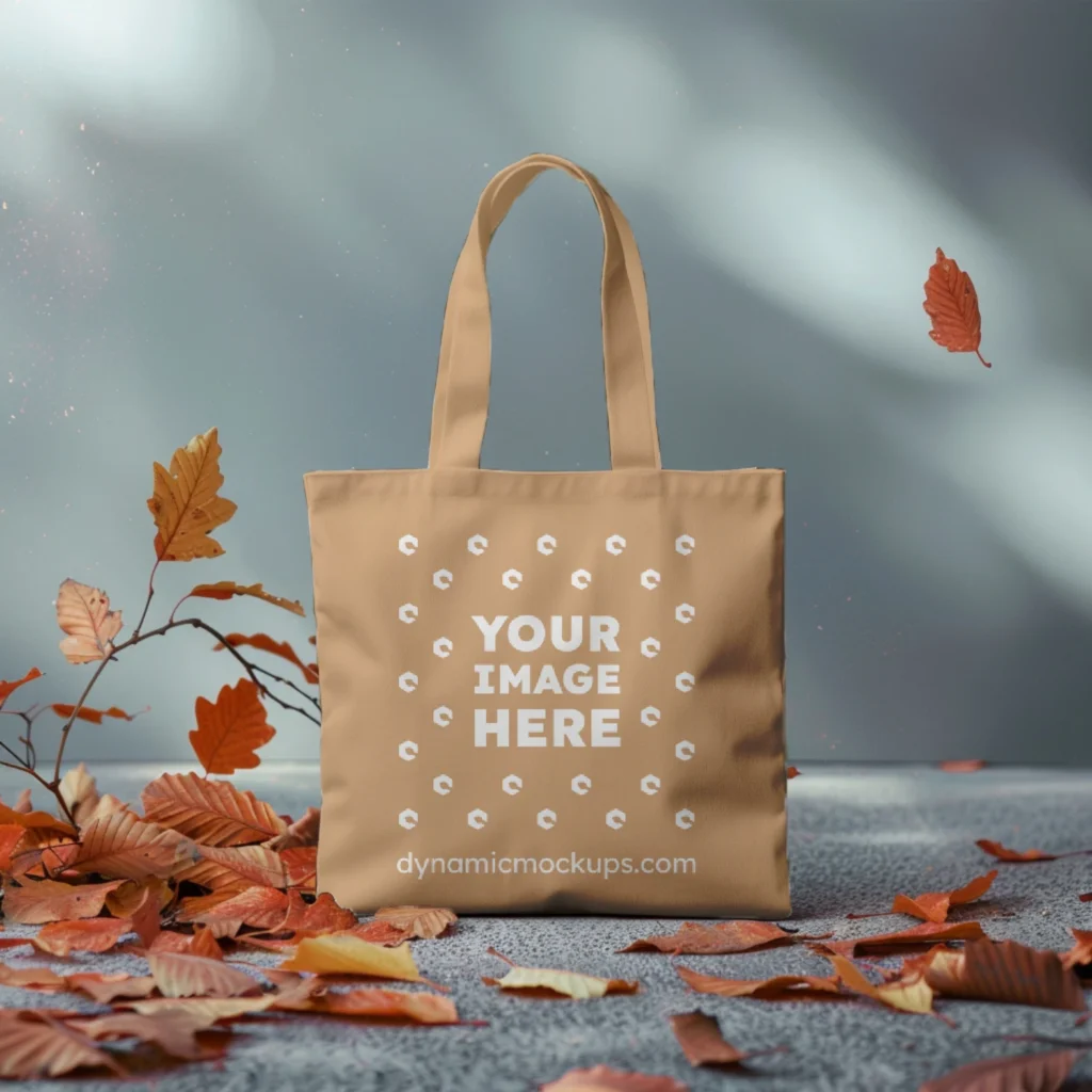 Tan Canvas Tote Bag Mockup Front View Template