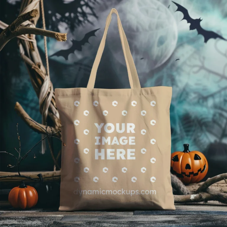 Tan Canvas Tote Bag Mockup Front View Template