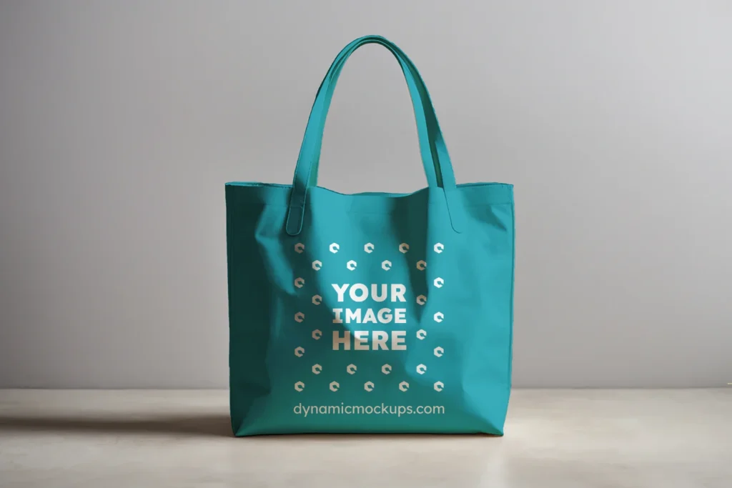 Teal Canvas Tote Bag Mockup Front View Template