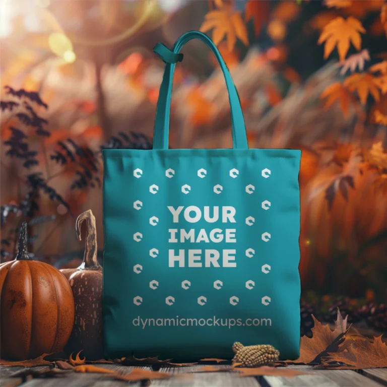 Teal Canvas Tote Bag Mockup Front View Template