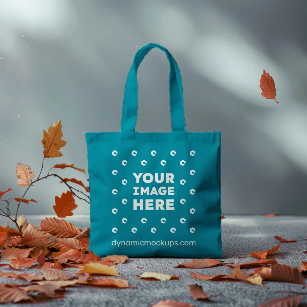 Teal Canvas Tote Bag Mockup Front View Template