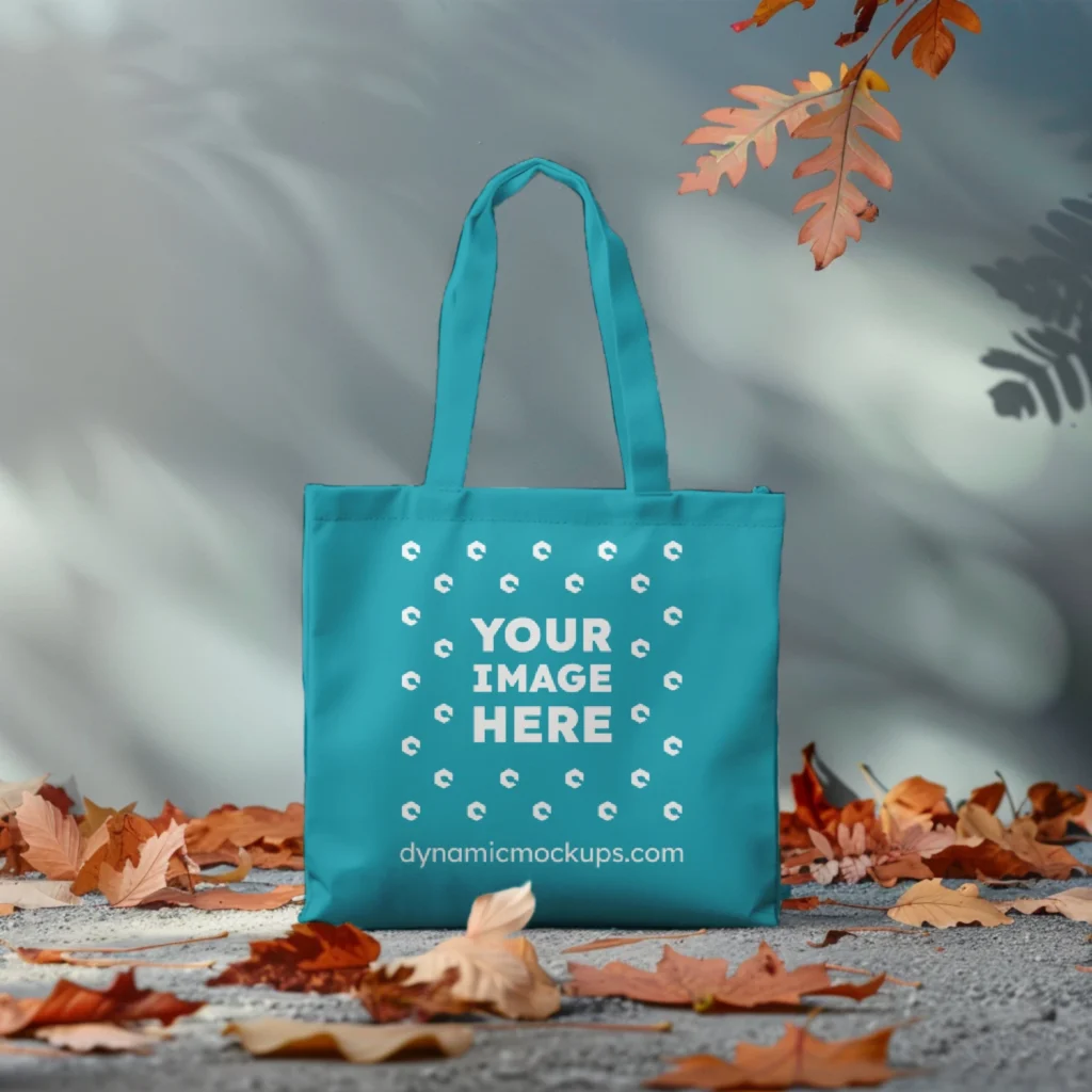 Teal Canvas Tote Bag Mockup Front View Template