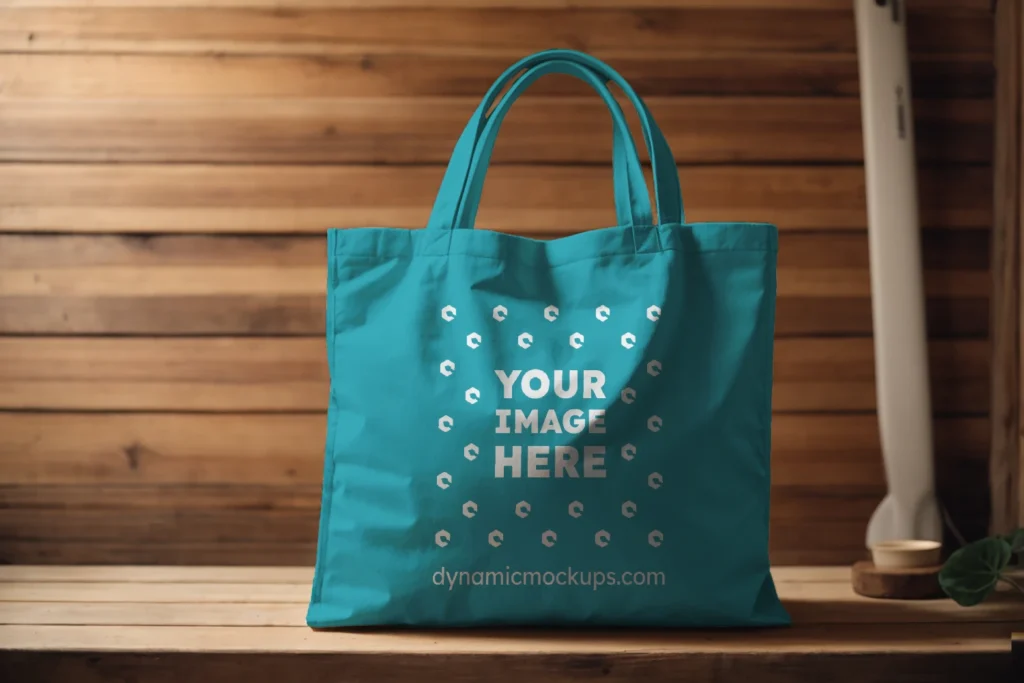 Teal Canvas Tote Bag Mockup Front View Template