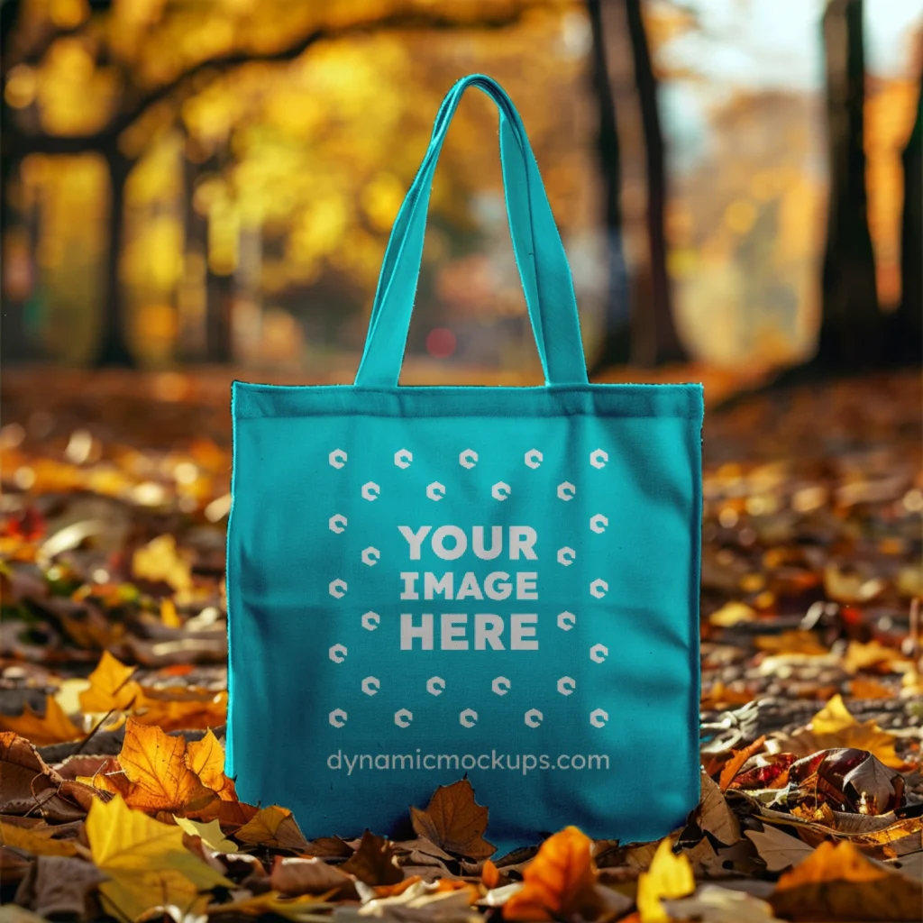 Teal Canvas Tote Bag Mockup Front View Template