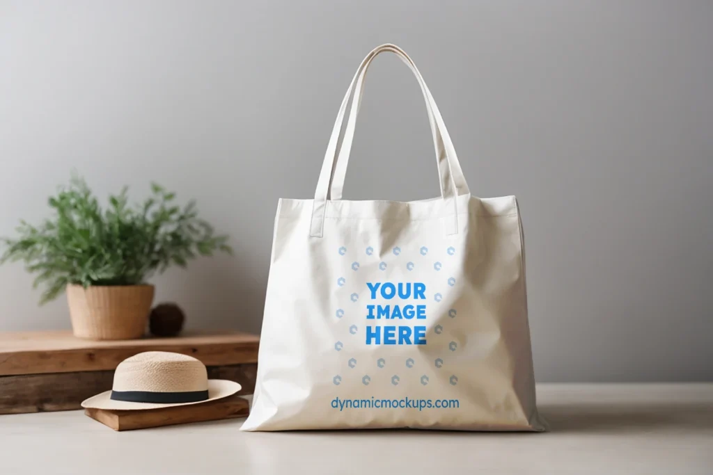 White Canvas Tote Bag Mockup Front View Template