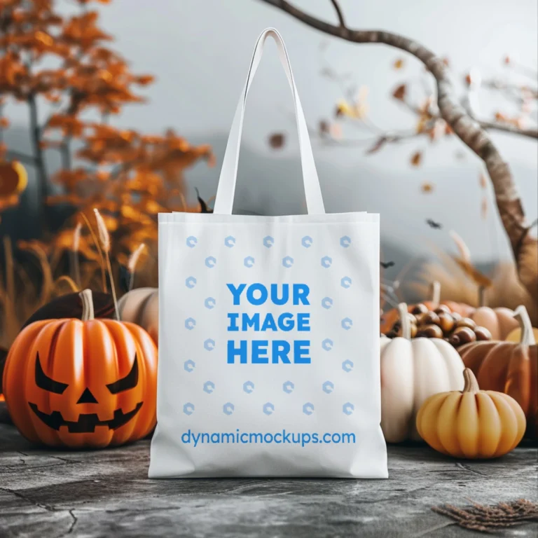 White Canvas Tote Bag Mockup Front View Template