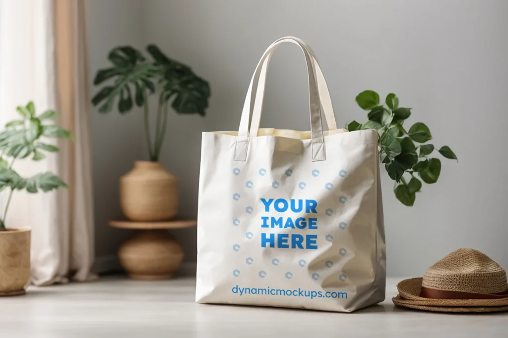 White Canvas Tote Bag Mockup Front View Template