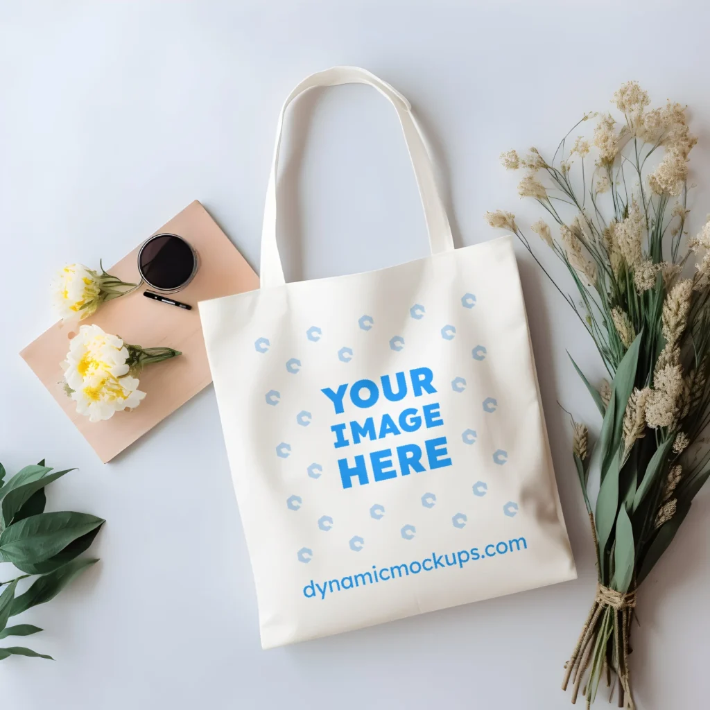 White Canvas Tote Bag Mockup Front View Template