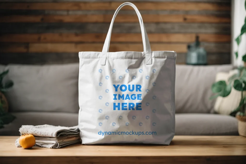 White Canvas Tote Bag Mockup Front View Template