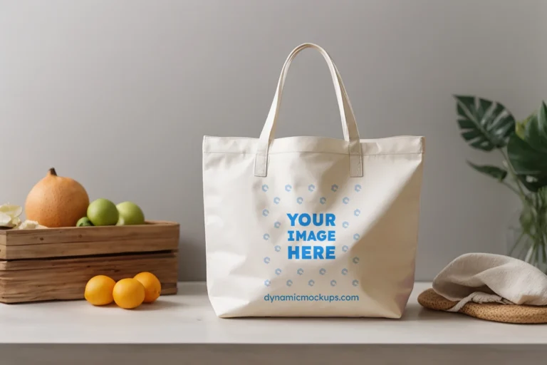 White Canvas Tote Bag Mockup Front View Template