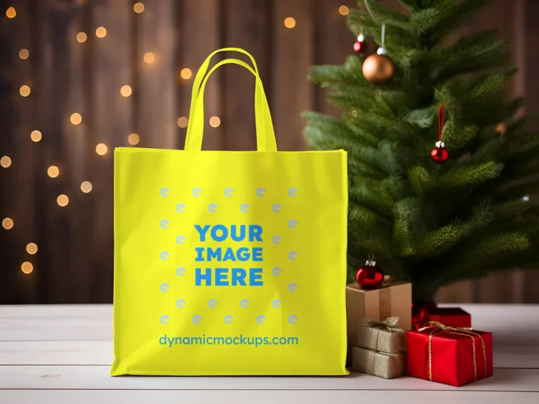 Yellow Canvas Tote Bag Mockup Front View Template