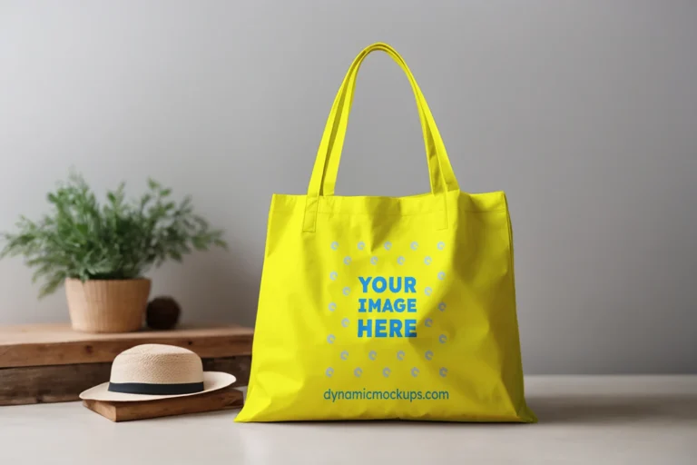 Yellow Canvas Tote Bag Mockup Front View Template