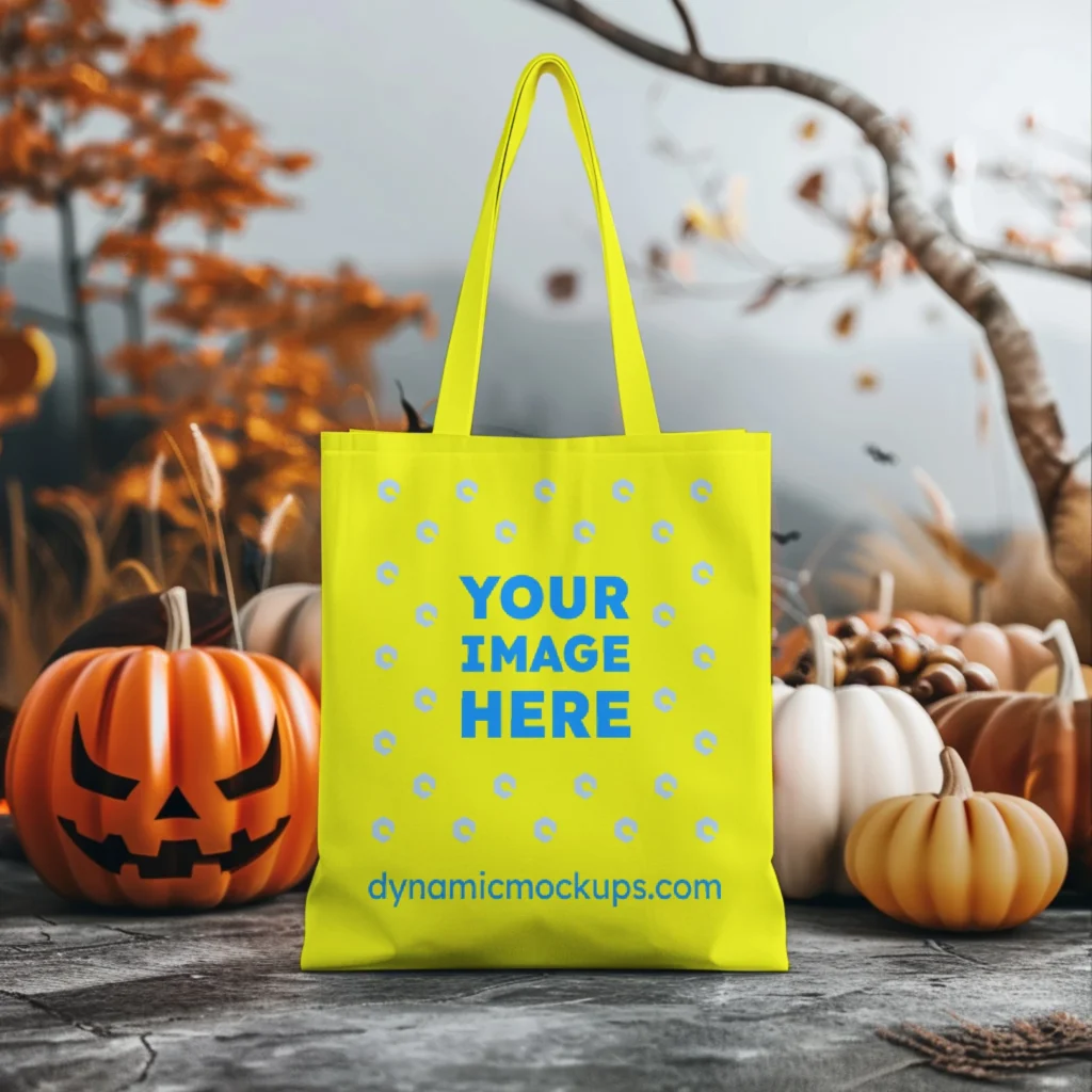 Yellow Canvas Tote Bag Mockup Front View Template