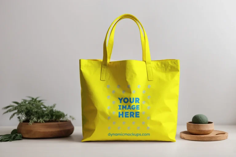 Yellow Canvas Tote Bag Mockup Front View Template