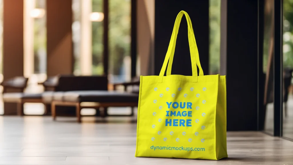 Yellow Canvas Tote Bag Mockup Front View Template