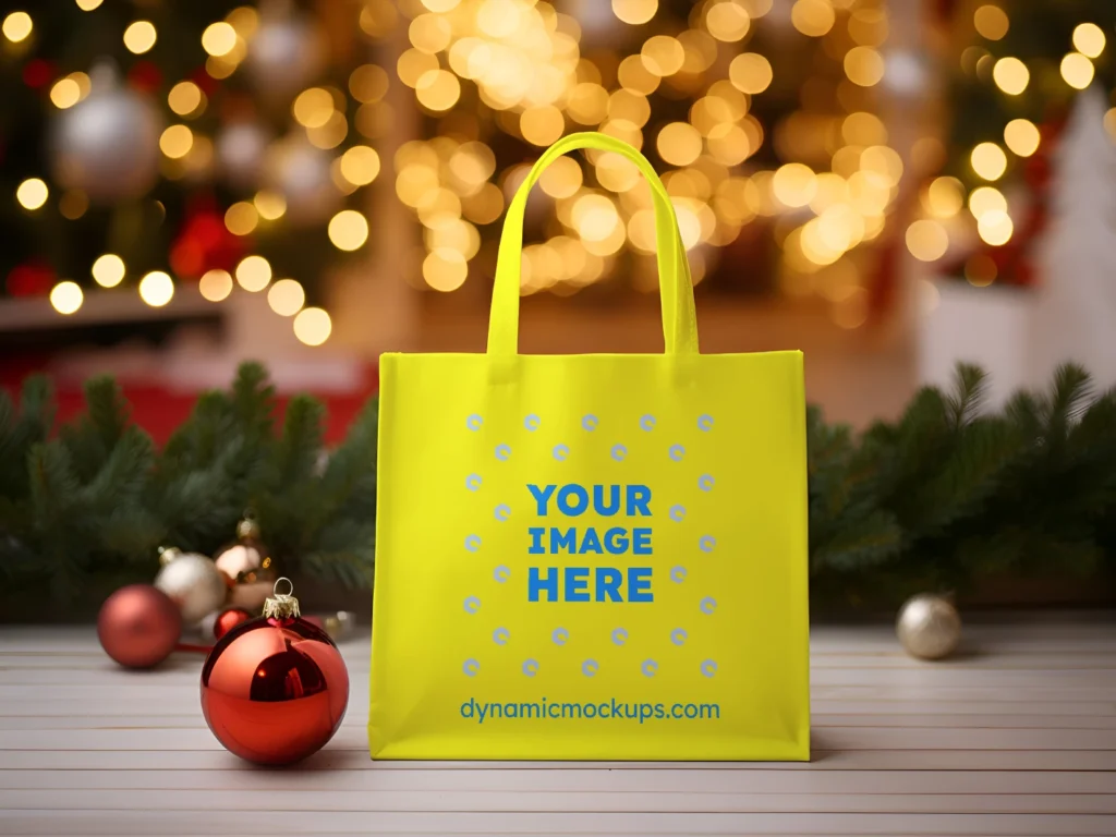 Yellow Canvas Tote Bag Mockup Front View Template