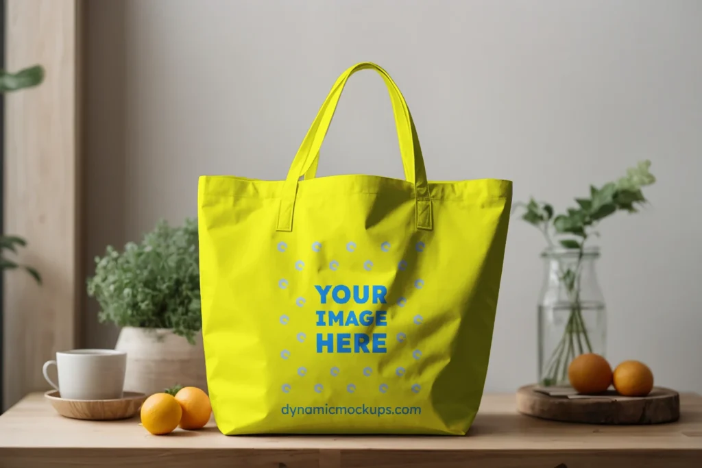 Yellow Canvas Tote Bag Mockup Front View Template