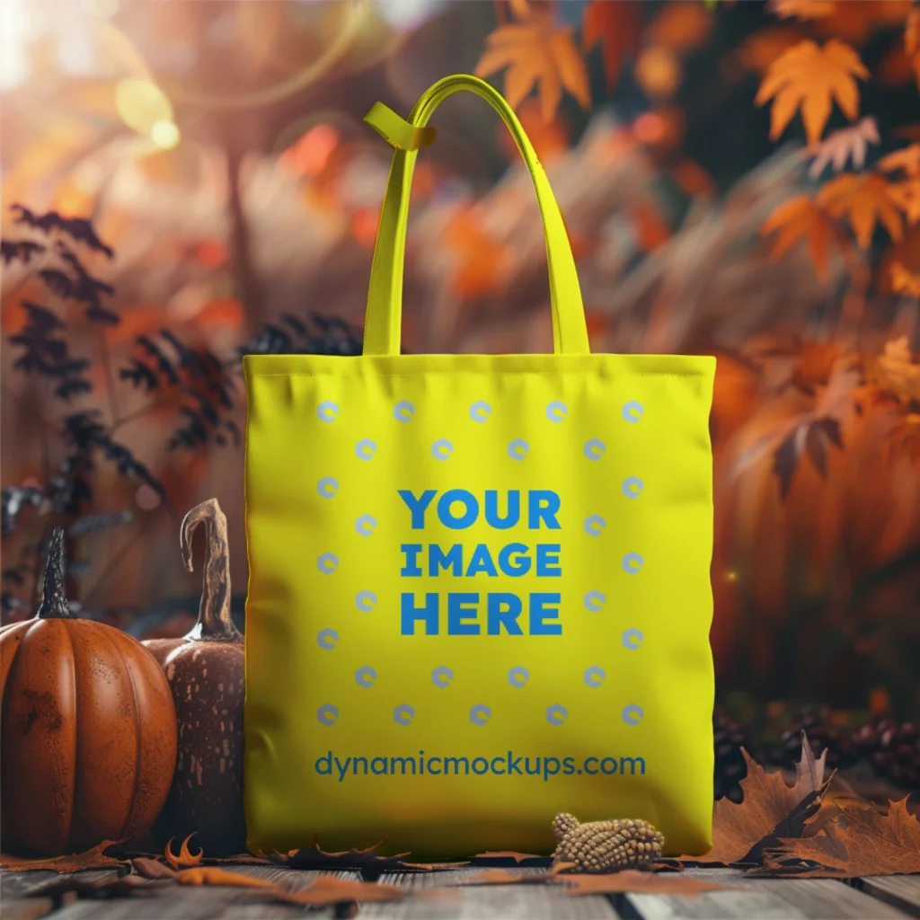 Yellow Canvas Tote Bag Mockup Front View Template