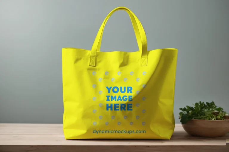 Yellow Canvas Tote Bag Mockup Front View Template