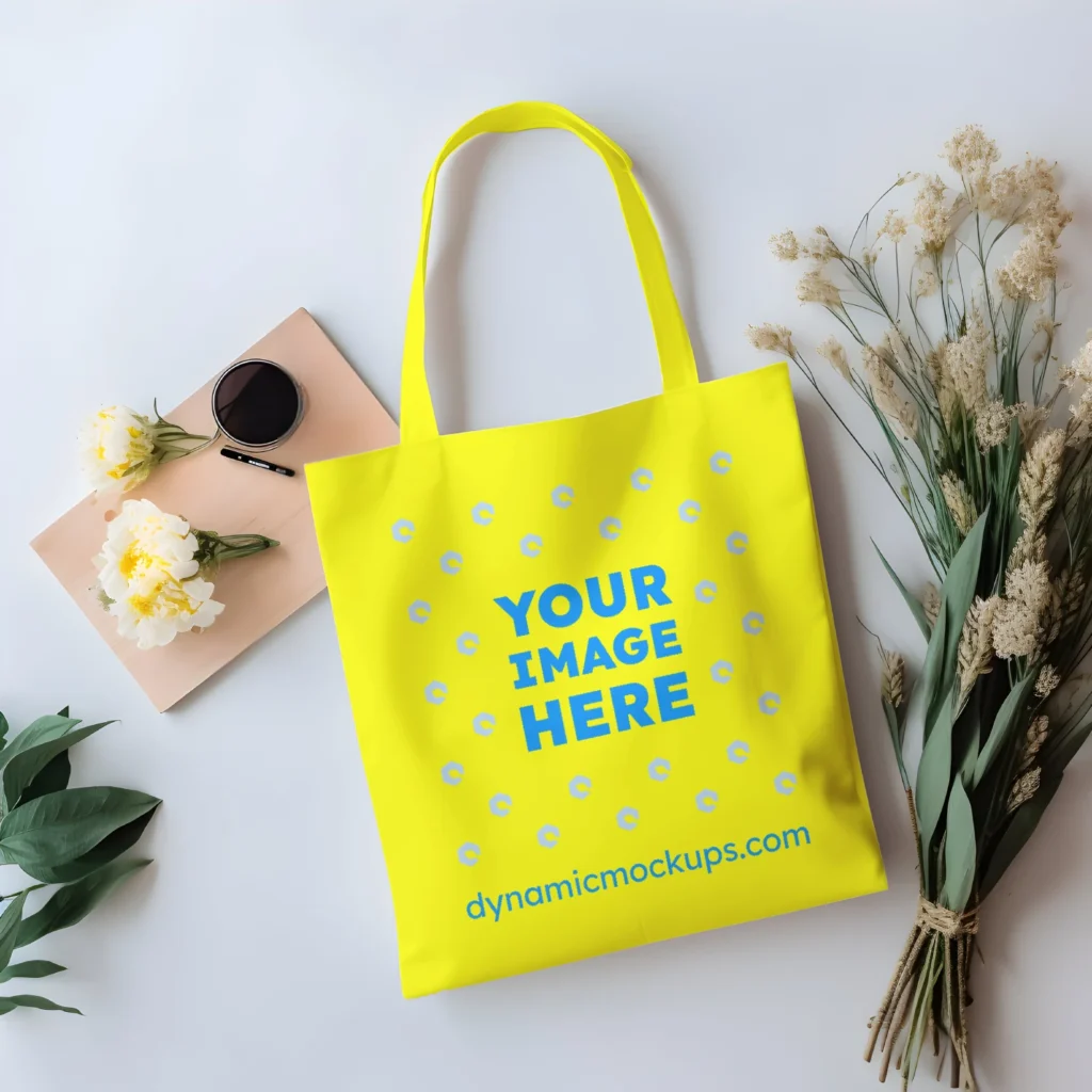 Yellow Canvas Tote Bag Mockup Front View Template