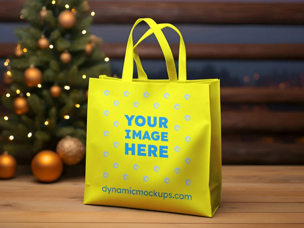 Yellow Canvas Tote Bag Mockup Front View Template