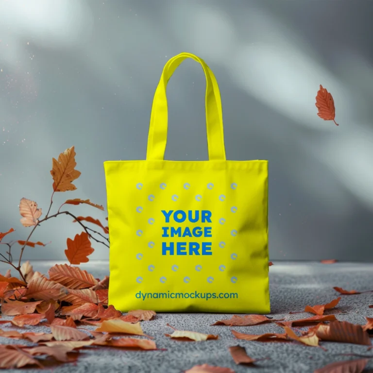 Yellow Canvas Tote Bag Mockup Front View Template