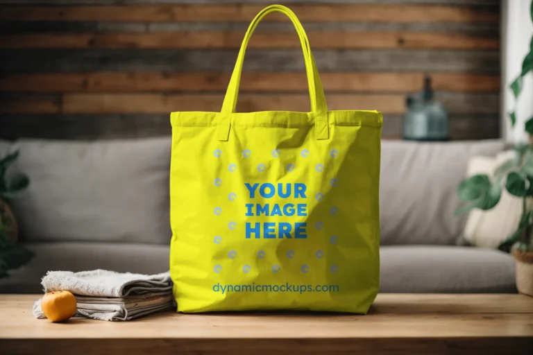 Yellow Canvas Tote Bag Mockup Front View Template