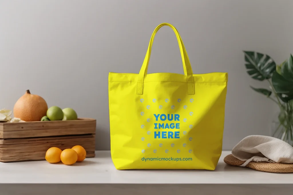 Yellow Canvas Tote Bag Mockup Front View Template