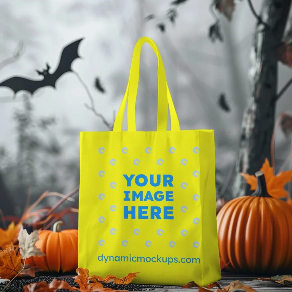 Yellow Canvas Tote Bag Mockup Front View Template