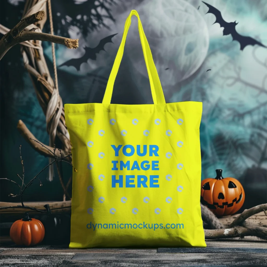 Yellow Canvas Tote Bag Mockup Front View Template