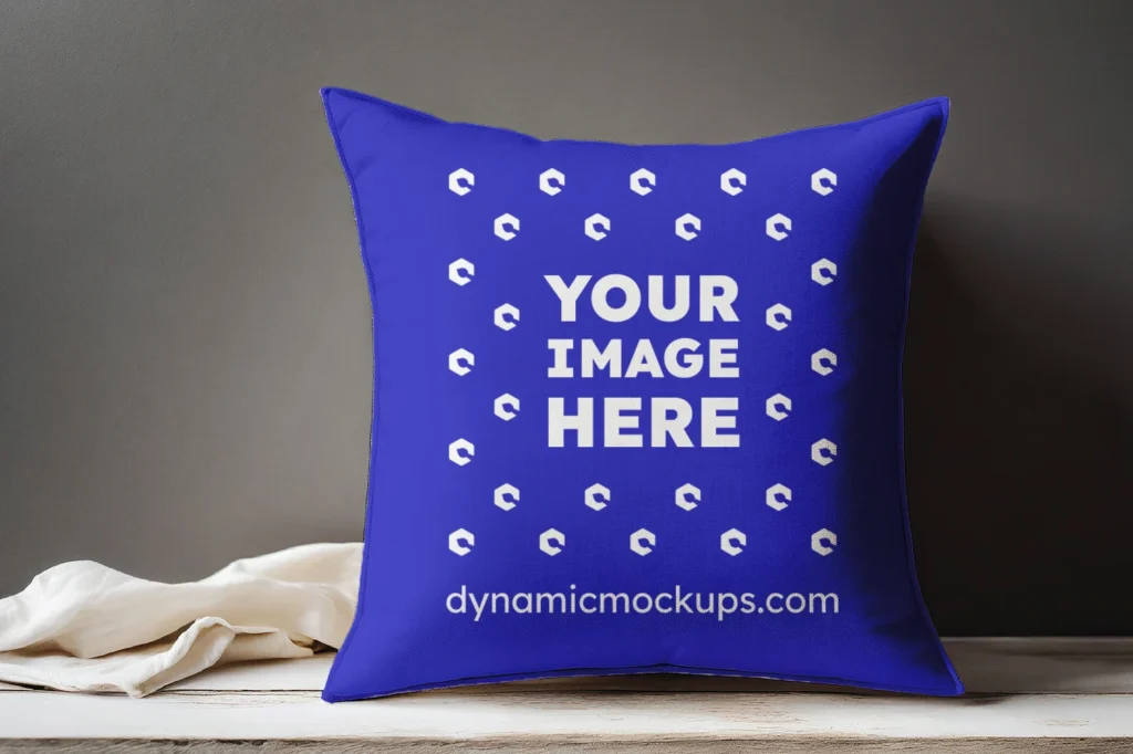 Blue Square Pillow Cover Mockup Template