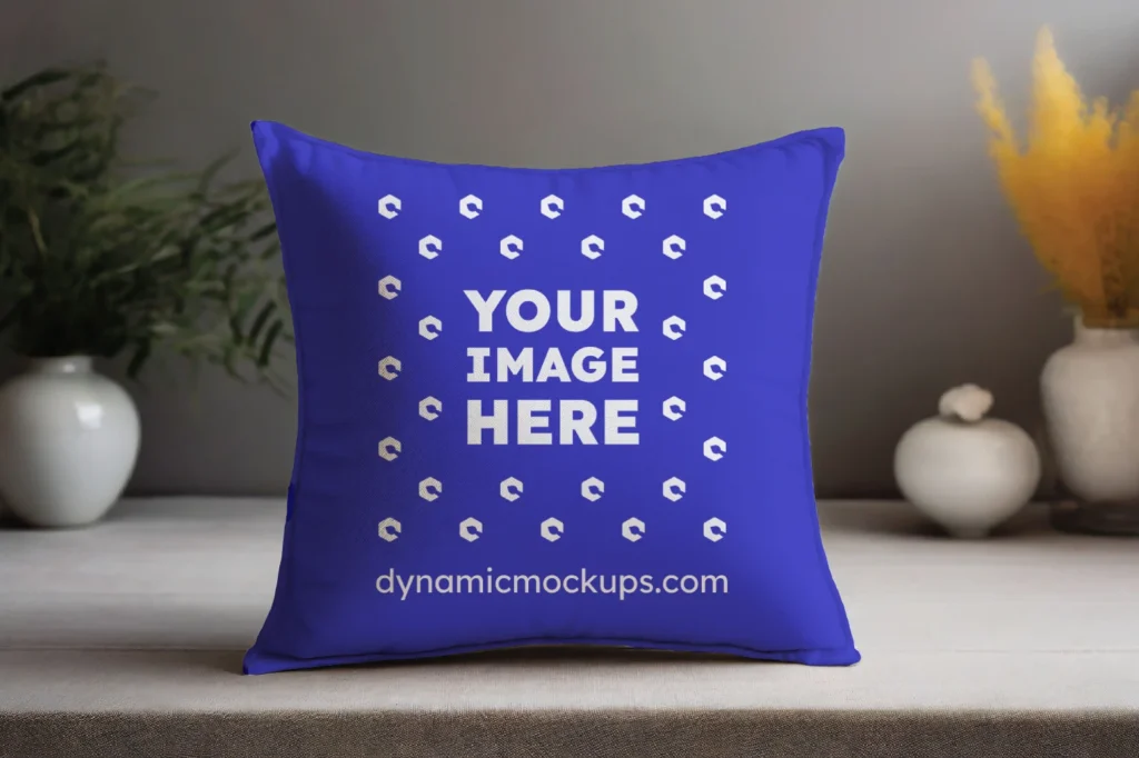 Blue Square Pillow Cover Mockup Template