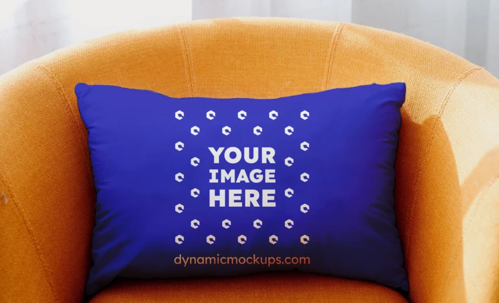 Blue Square Pillow Cover Mockup Template