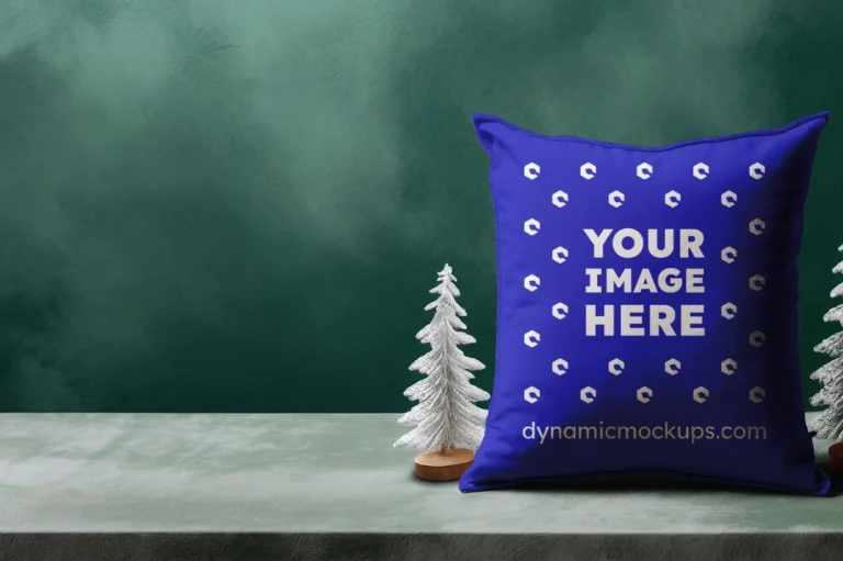 Blue Square Pillow Cover Mockup Template