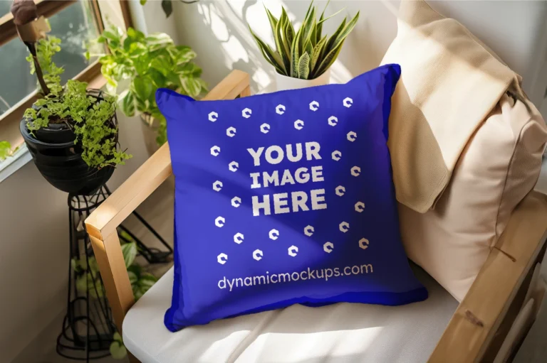 Blue Square Pillow Cover Mockup Template