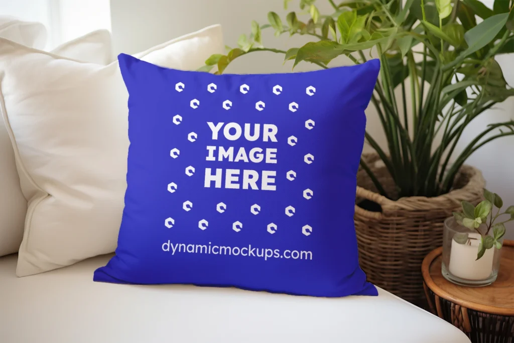 Blue Square Pillow Cover Mockup Template