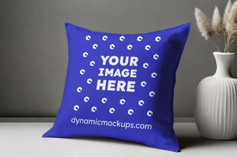 Blue Square Pillow Cover Mockup Template