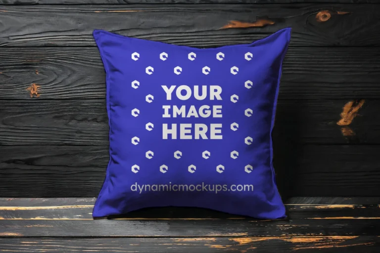 Blue Square Pillow Cover Mockup Template