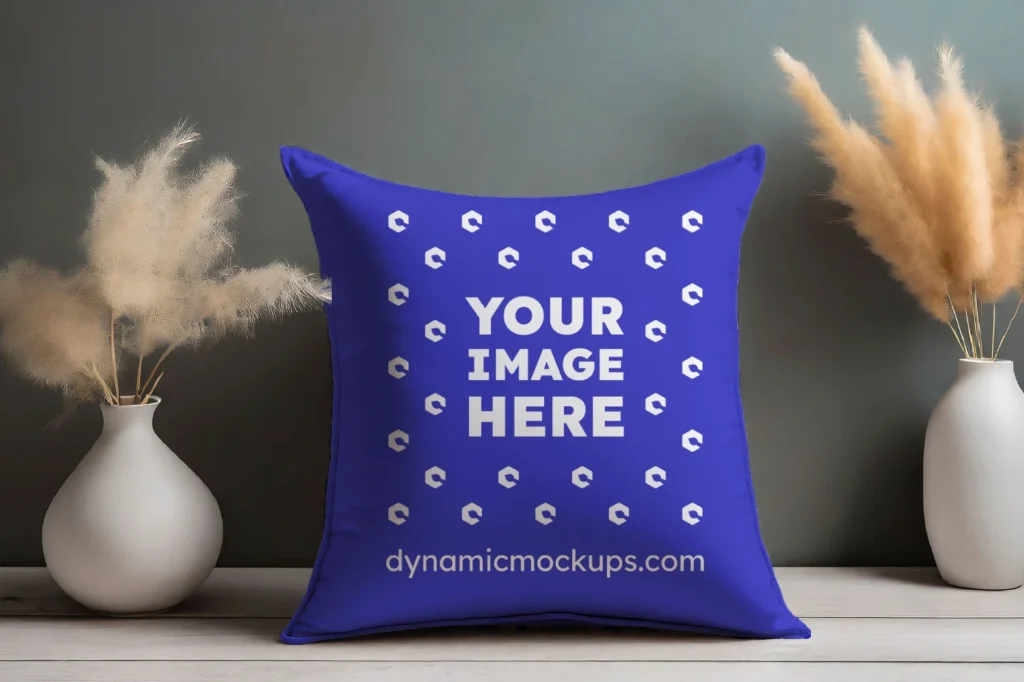 Blue Square Pillow Cover Mockup Template