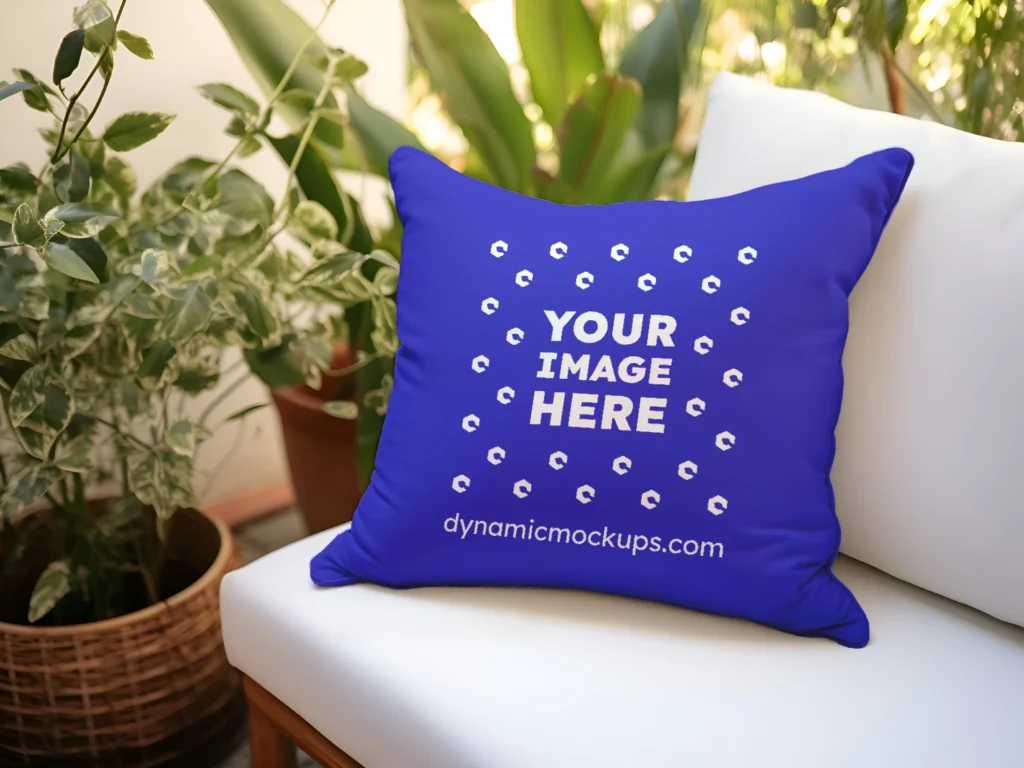 Blue Square Pillow Cover Mockup Template