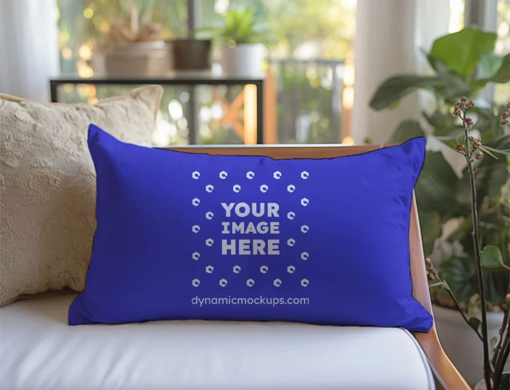 Blue Square Pillow Cover Mockup Template