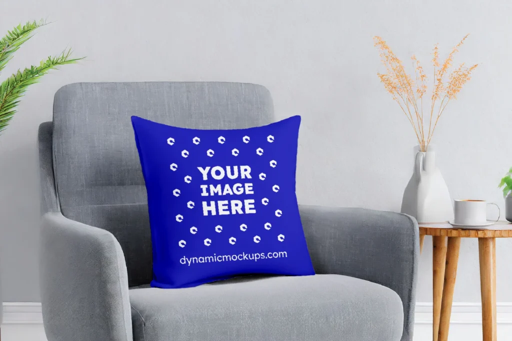 Blue Square Pillow Cover Mockup Template