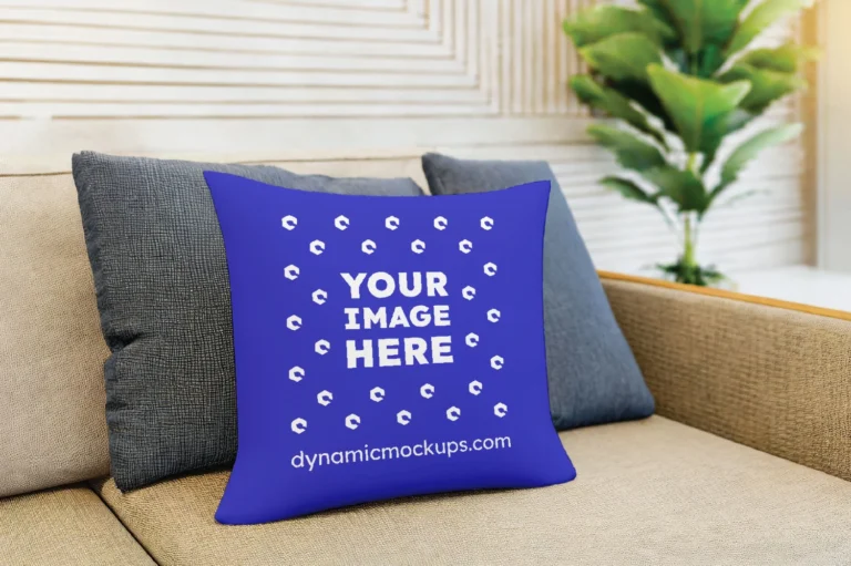 Blue Square Pillow Cover Mockup Template