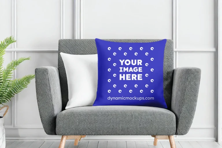 Blue Square Pillow Cover Mockup Template